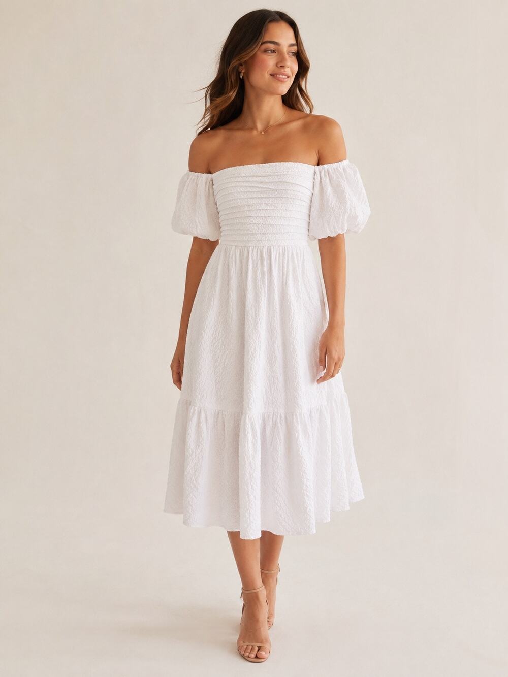Abercrombie & Fitch Emerson Off the Shoulder Midi Dress